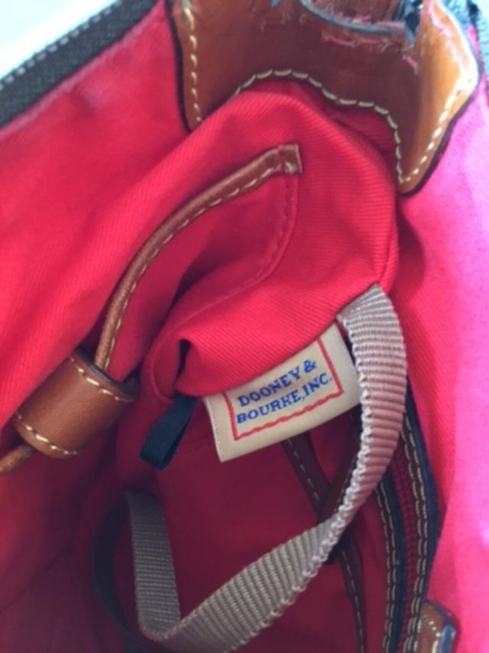 Dooney & Bourke Red Nylon Canvas Crossbody with Leather Trim & Zipper Closure - Picture 10 of 11